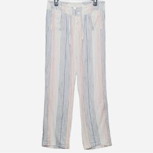 Sundance White & Multicolor Striped Gauze Cotton Pants | Button Front | Size S